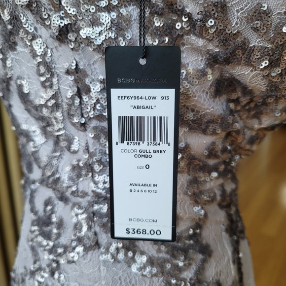 BCBG MaxAzria Gray Lace and Sequin Dress Size 0 - Picture 7 of 10